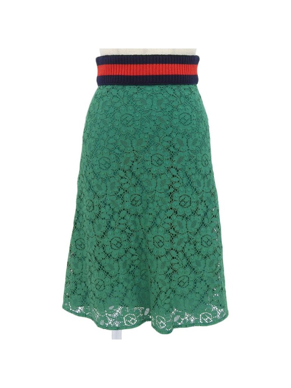 Gucci Cotton 100% All Lace Sherry Line Skirt Green 36